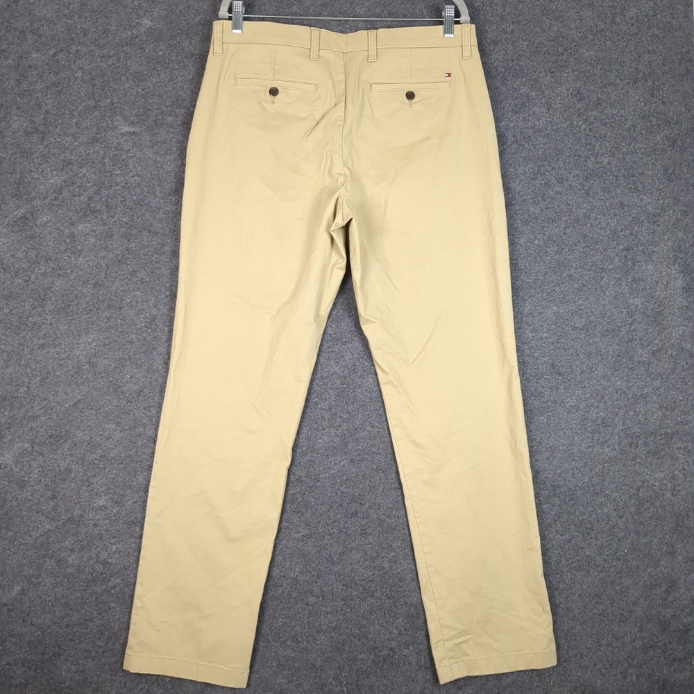 Tommy Hilfiger Mens Regular Fit Stretch Chino Pants Khaki Tan 34x32 Casual Work - Picture 7 of 14